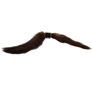 Vintage Mink Tail Rhinestone Bow Brooch (A9242)